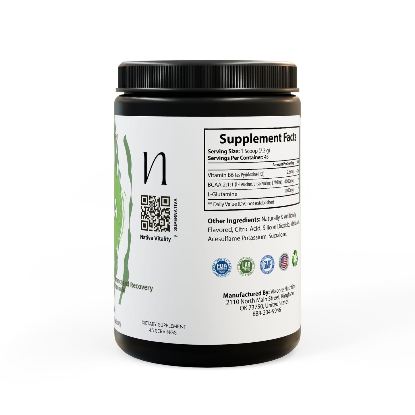 BCAA Supplement, Watermelon (325g, 11.46oz, 45 servings)