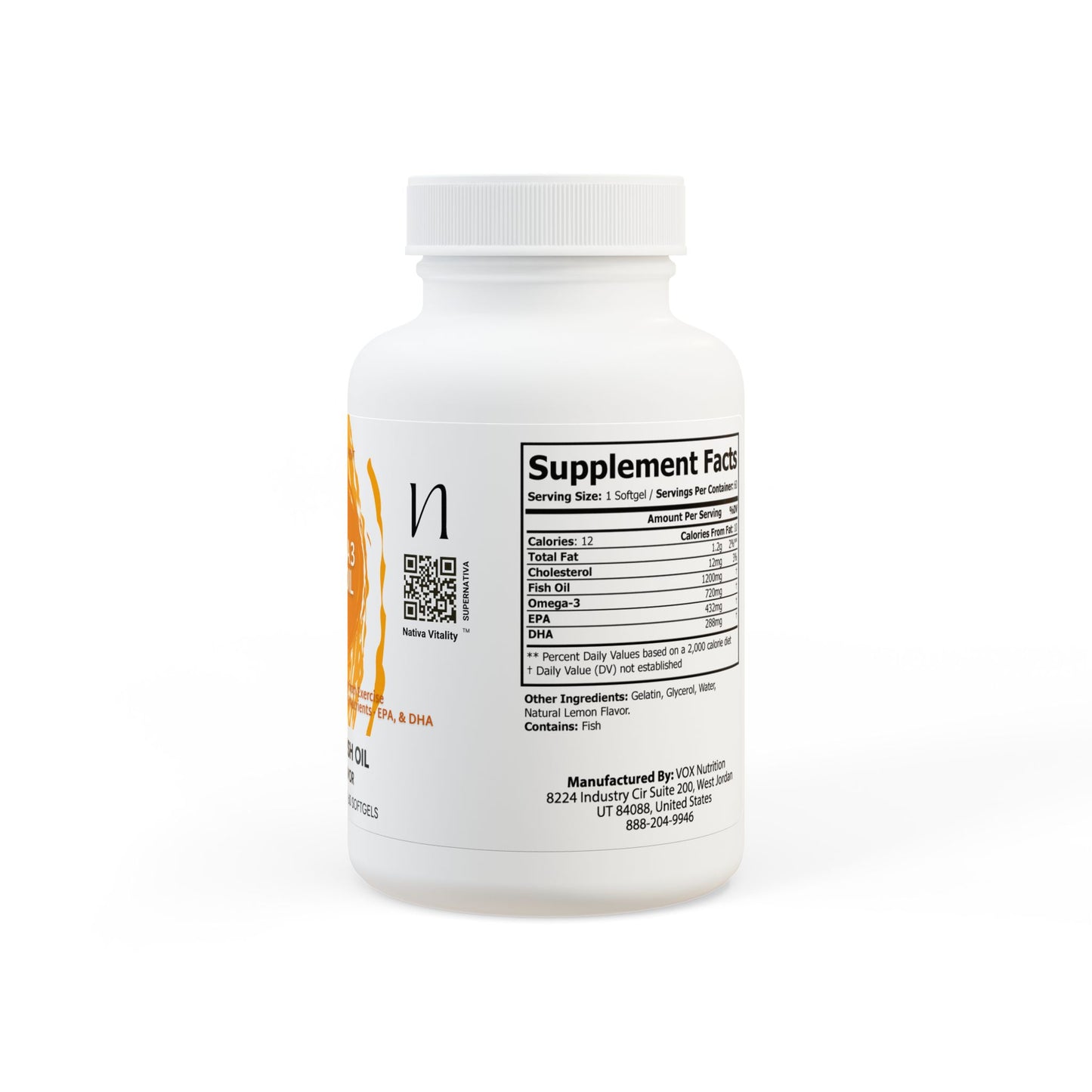 Omega 3 Fish Oil Supplement (60 Softgels)