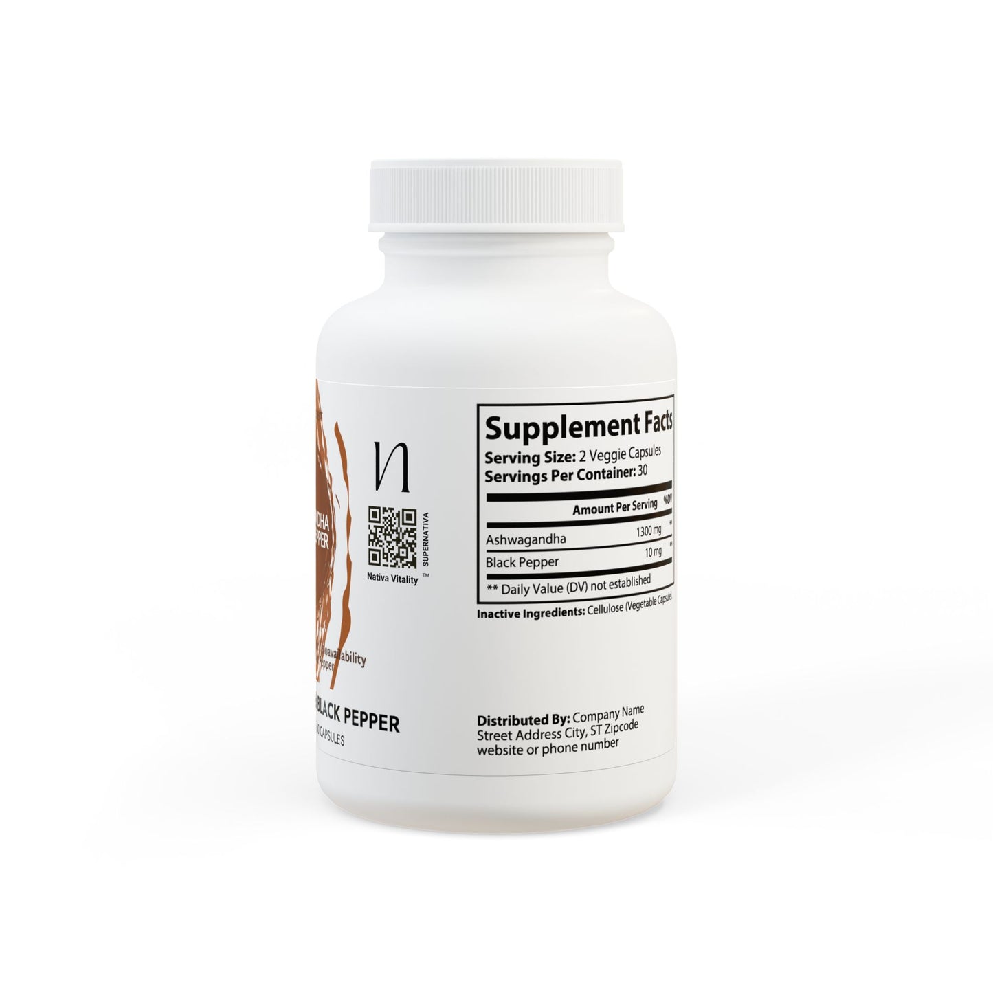 Ashwagandha and Black Pepper Supplement (60 capsules)