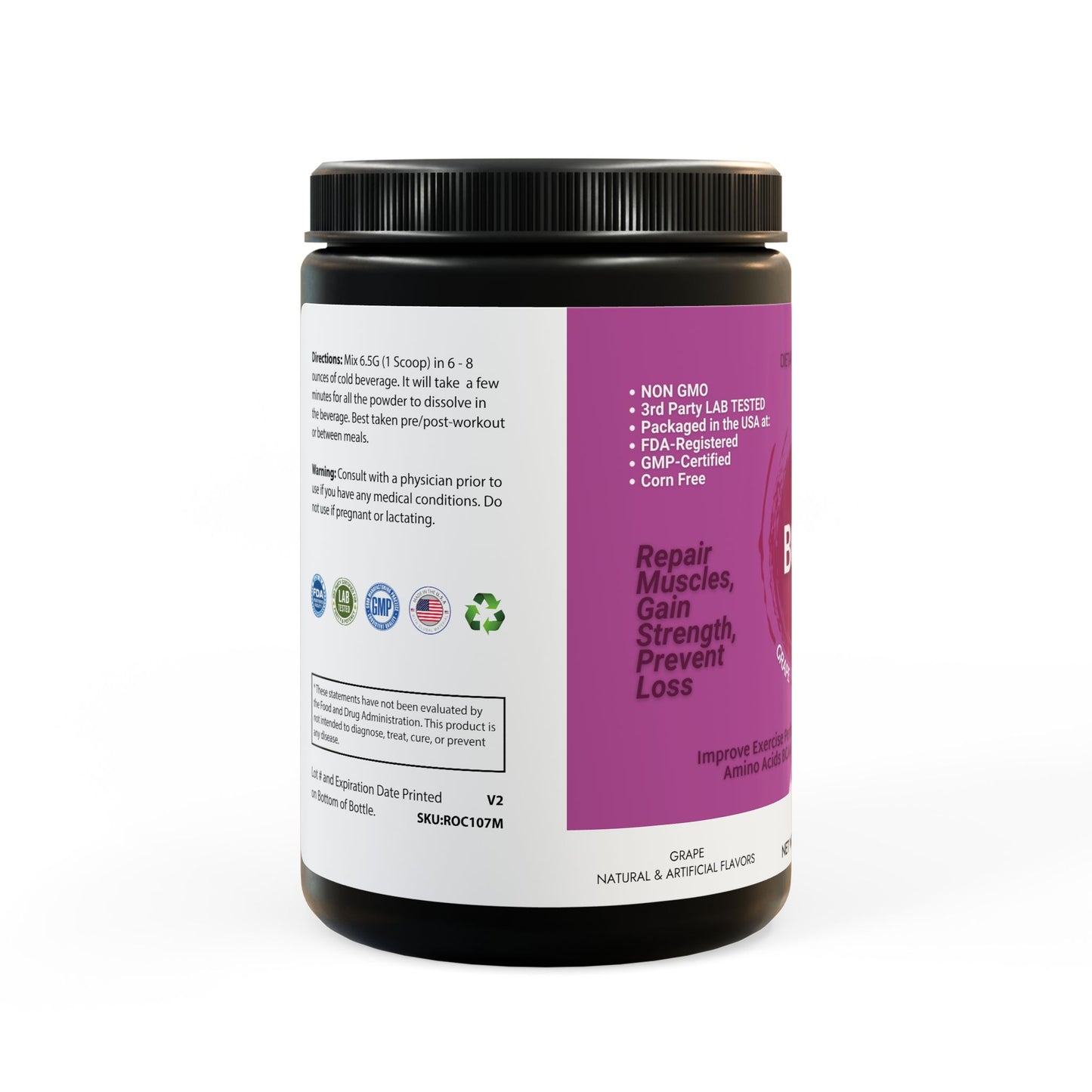 BCAA Supplement, Grape (325g, 11.46oz, 50 servings)